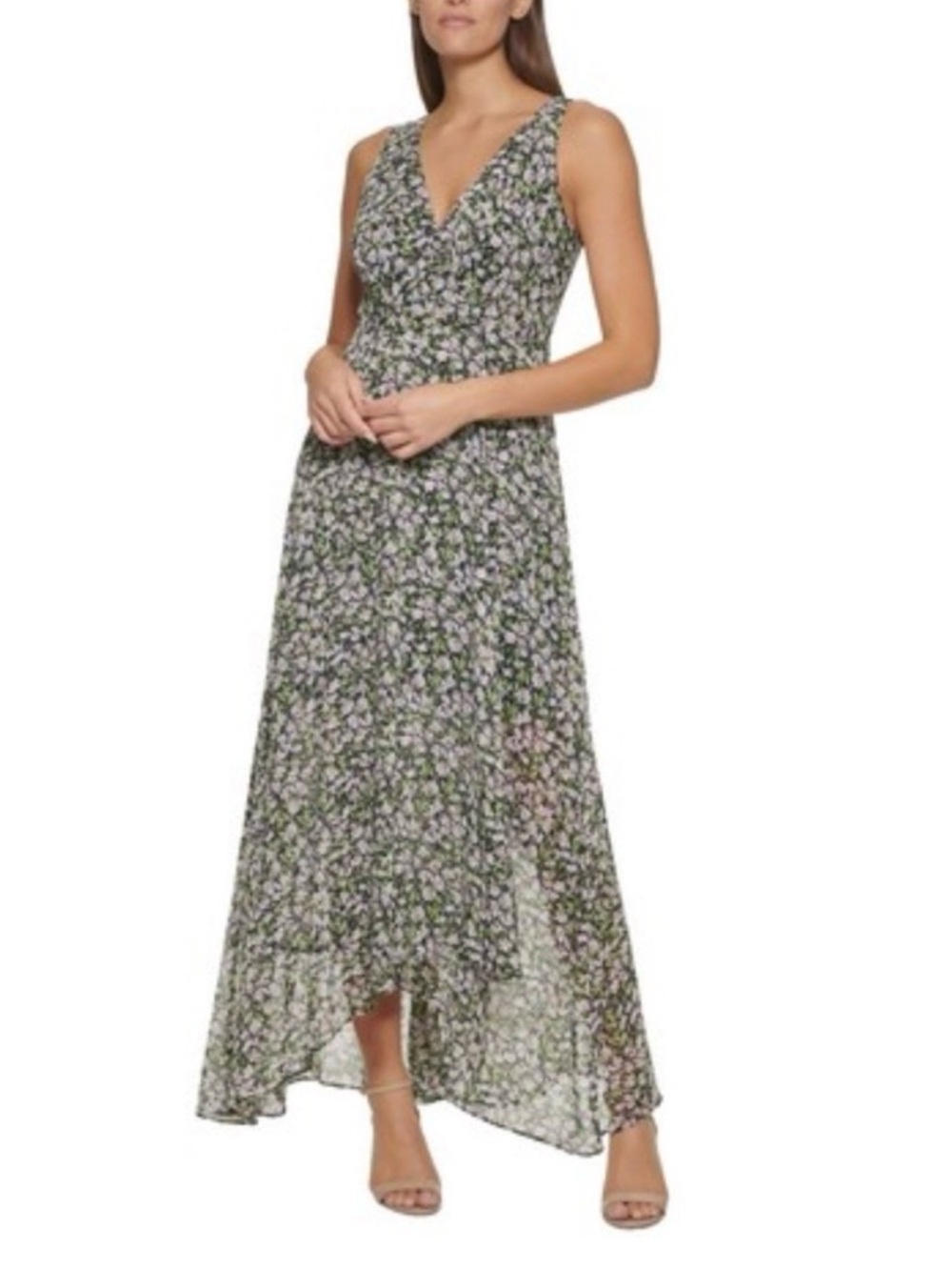 Tommy Hilfiger Black Floral Dress with Pink & Green Accents